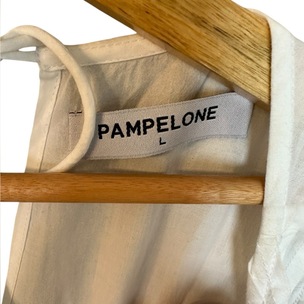 Pampelone White Perle Pleated Tiered Midi Dress L - Picture 6 of 11